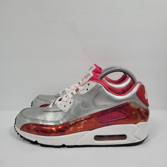 Nike Air Max 90 Premium Air Brush Women's Silver Pink 744596-001 US Size 8.5 - Picture 2 of 10